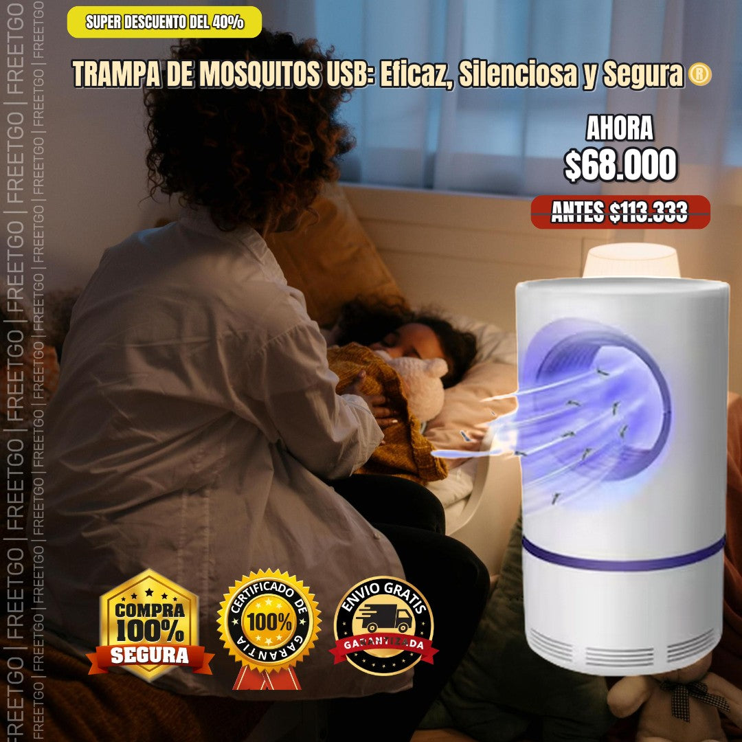 TRAMPA DE MOSQUITOS USB: - Elimina mosquitos sin químicos, sin ruido y con total seguridad para niños y mascotas.